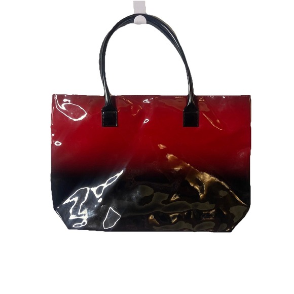 Elizzabeth Arden Handbags - Elizabeth‎ Arden glossy red and black patent faux leather tote bag